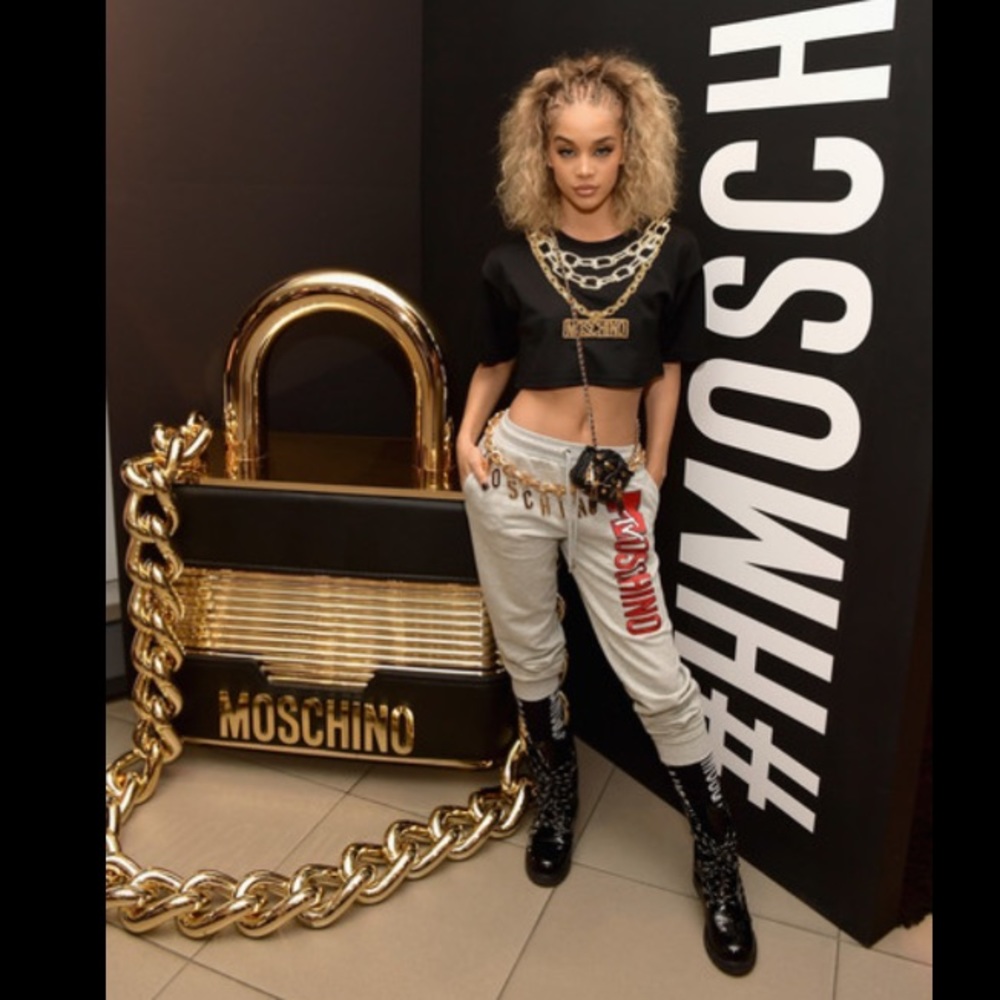 Moschino x H&M Sweater Crop Top Gold Chain Appliqué H&Moschino